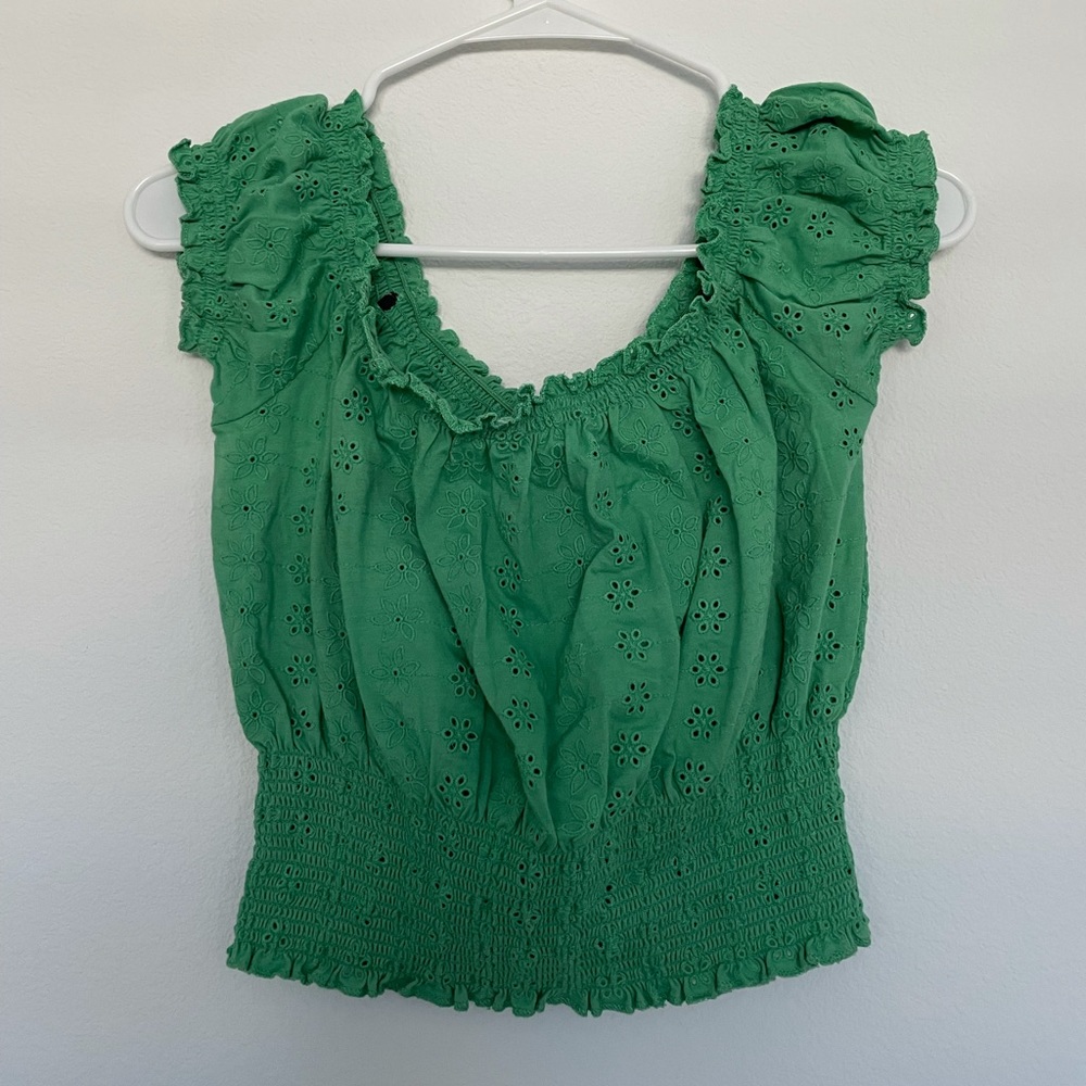 Green Off the Shoulder Crop Top